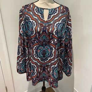 Talbots vibrant paisley long sleeve blouse